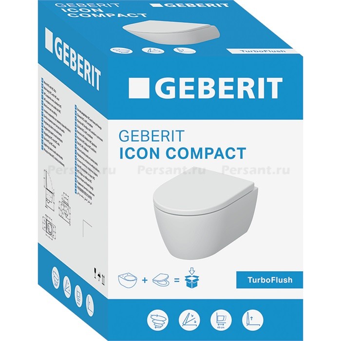 Подвесной унитаз Geberit iCon 2.0 Compact 503.048.00.1 смыв "торнадо", сиденье микролифт 