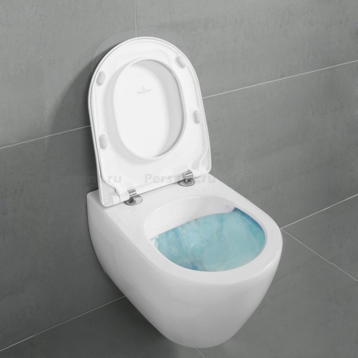 Подвесной унитаз Villeroy&Boch Subway 2.0 безободковый с сиденьем микролифт 5614R201