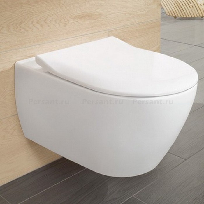 Подвесной унитаз Villeroy&Boch Subway 2.0 безободковый с сиденьем микролифт 5614R201