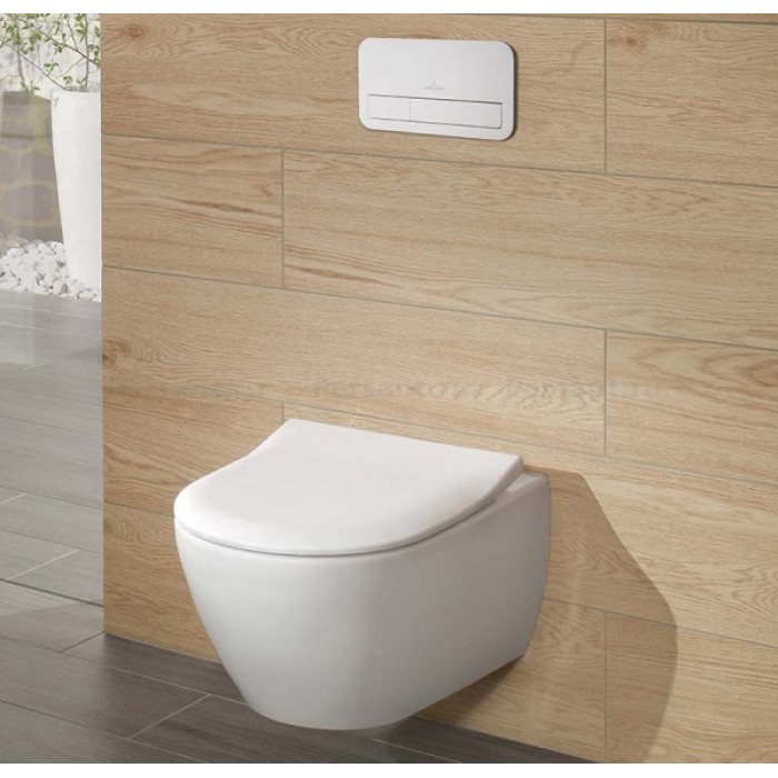 Подвесной унитаз Villeroy&Boch Subway 2.0 безободковый с сиденьем микролифт 5614R201