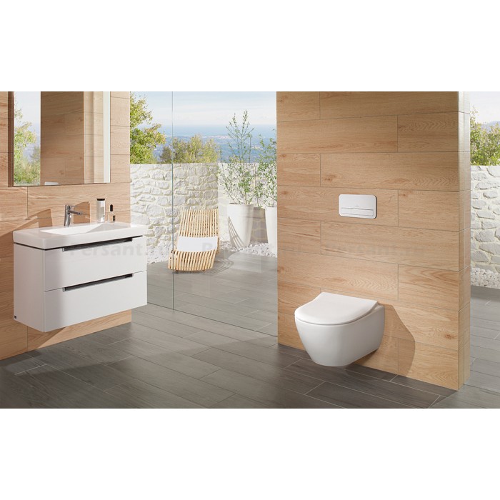 Подвесной унитаз Villeroy&Boch Subway 2.0 безободковый с сиденьем микролифт 5614R201