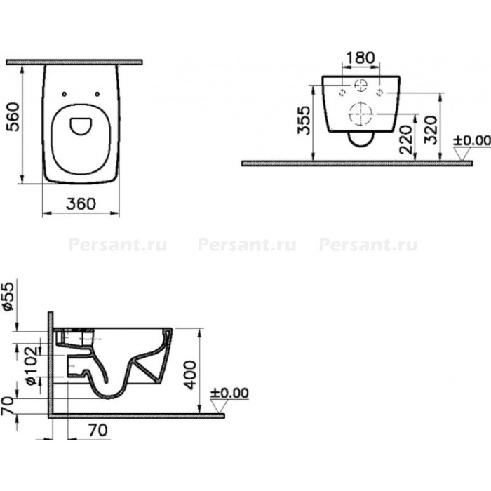 Подвесной унитаз Vitra Metropole безободковый 7672B003-0075