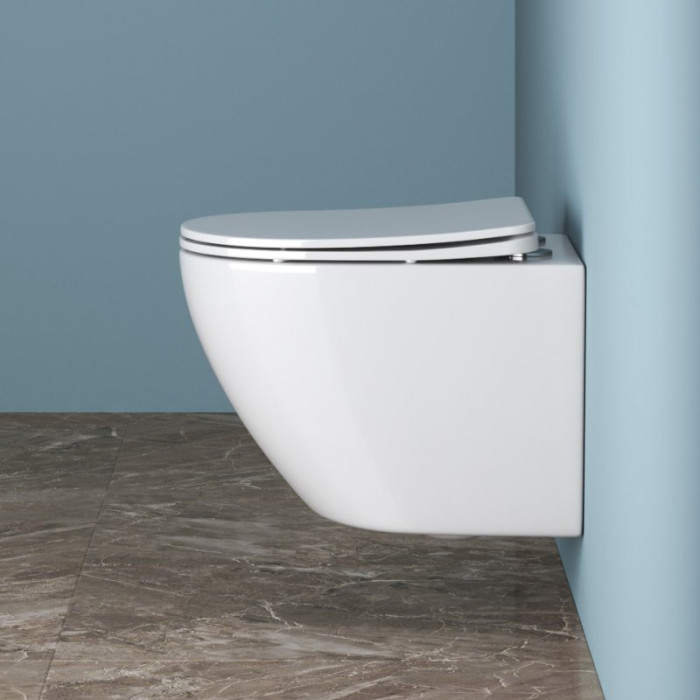 Подвесной унитаз BelBagno Uno BB3105CHR/SC безободковый с сиденьем