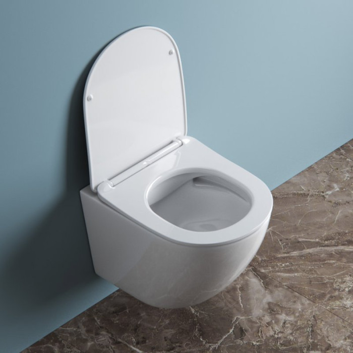 Подвесной унитаз BelBagno Uno BB3105CHR/SC безободковый с сиденьем
