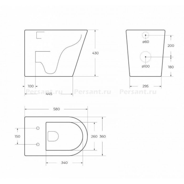 Приставной унитаз BelBagno Flay-R BB1003CBR/SC безободковый с сиденьем