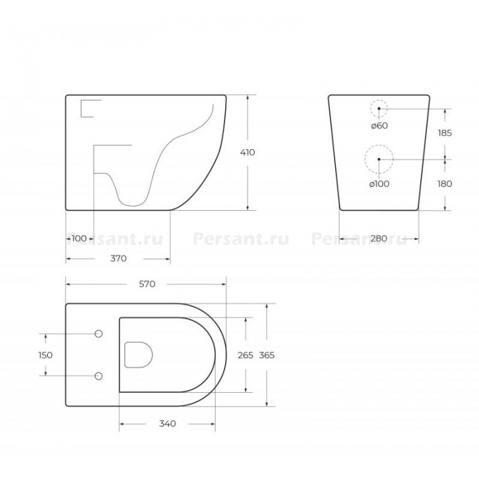 Приставной унитаз BelBagno Sfera-R BB2141CBR/SC безободковый с сиденьем