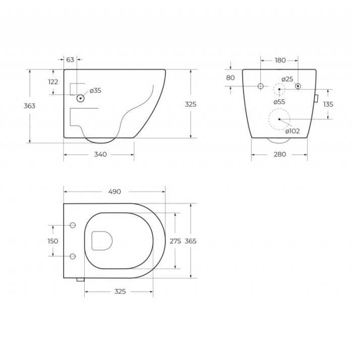 Подвесной унитаз Belbagno Uno BB3105CHR-BS/SC с функцией биде