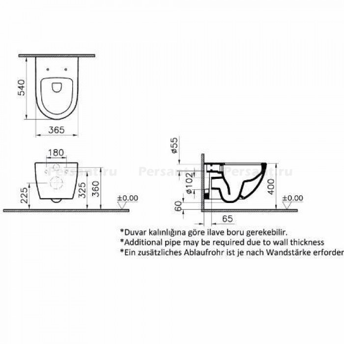 Комплект 4 в 1 Vitra Sento 9830B003-7207 безободковый унитаз с сиденьем микролифт