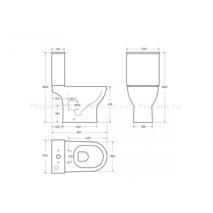 Напольный унитаз BelBagno Lounge безободковый, с сиденьем микролифт BB045CPR/SC+BB045T