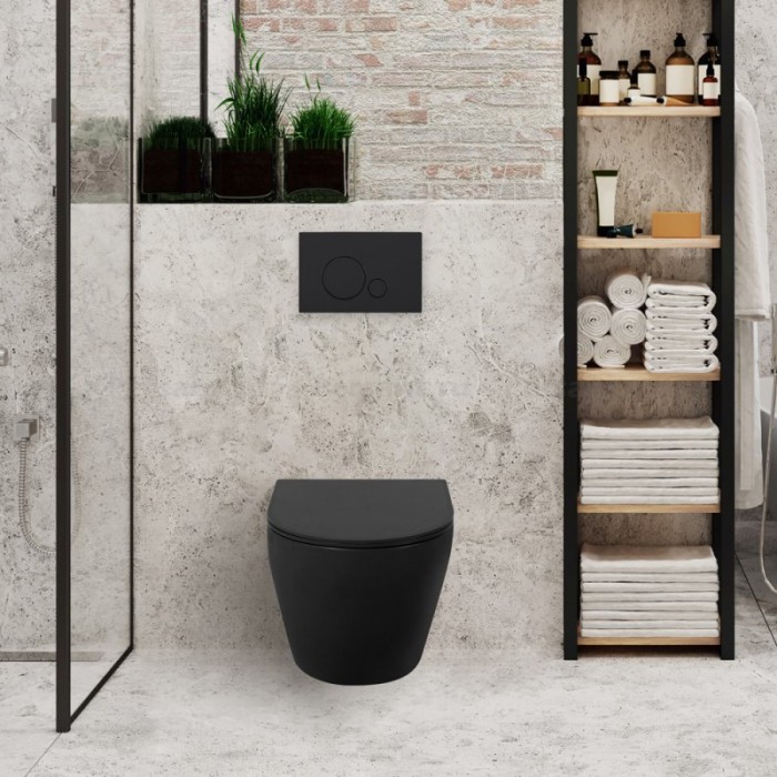 Подвесной унитаз Belbagno Colorato BB062CHR-MB черный безободковый