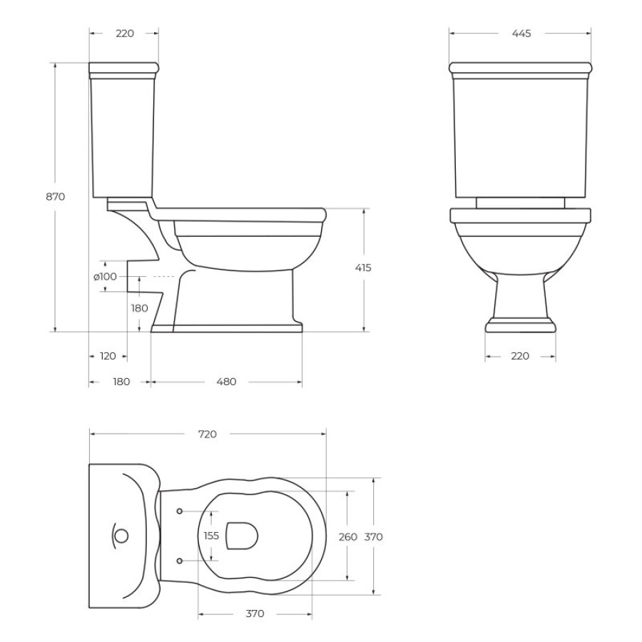 Унитаз напольный BelBagno Boheme BB115CPR+BB115T безободковый
