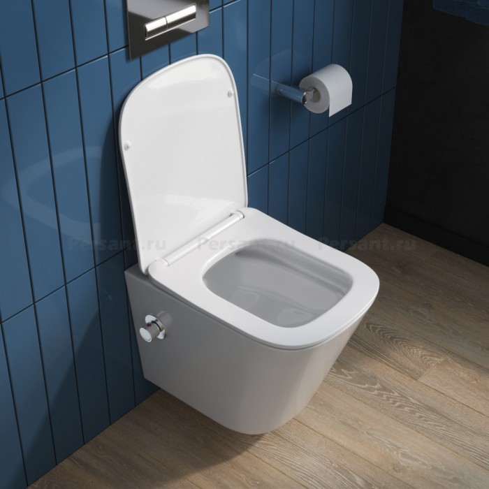 Подвесной унитаз Belbagno Due BB3103CHR-BS/SC с функцией биде, сиденье в комплекте