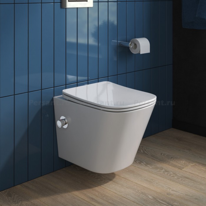 Подвесной унитаз Belbagno Due BB3103CHR-BS/SC с функцией биде, сиденье в комплекте