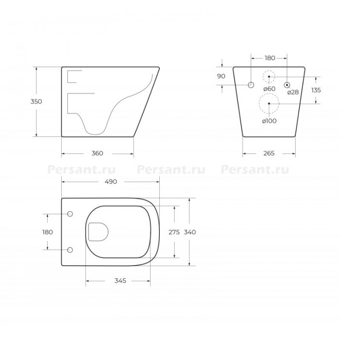 Подвесной унитаз Belbagno ARDENTE-R BB520CHR безободковый
