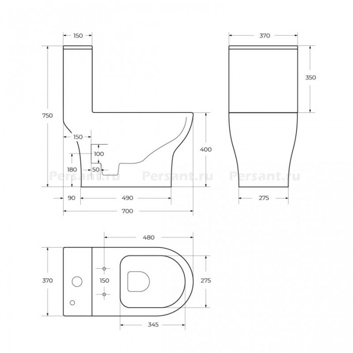 Унитаз-моноблок BelBagno Lounge BB8618CPR-MN/SC безободковый