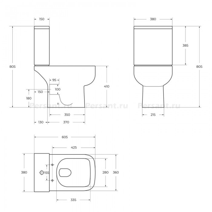 Напольный унитаз BelBagno Aurora BB8604CPR/SC+BB8604T безободковый