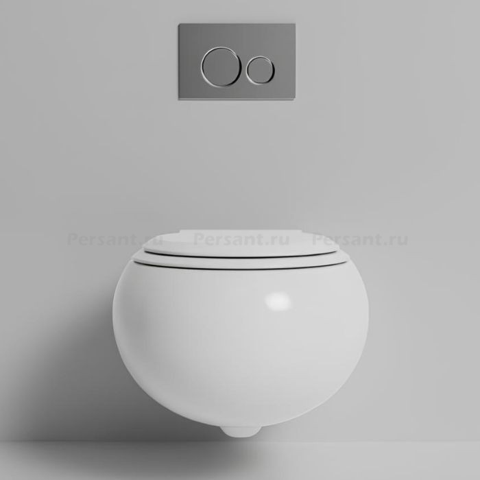 Подвесной унитаз Cezares Grande-Tor безободковый, смыв "торнадо" CZR-308-TH-TOR/SC с сиденьем микролифт