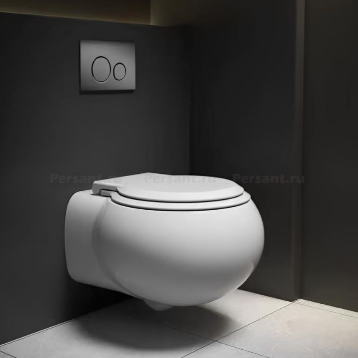 Подвесной унитаз Cezares Grande-Tor безободковый, смыв "торнадо" CZR-308-TH-TOR/SC с сиденьем микролифт