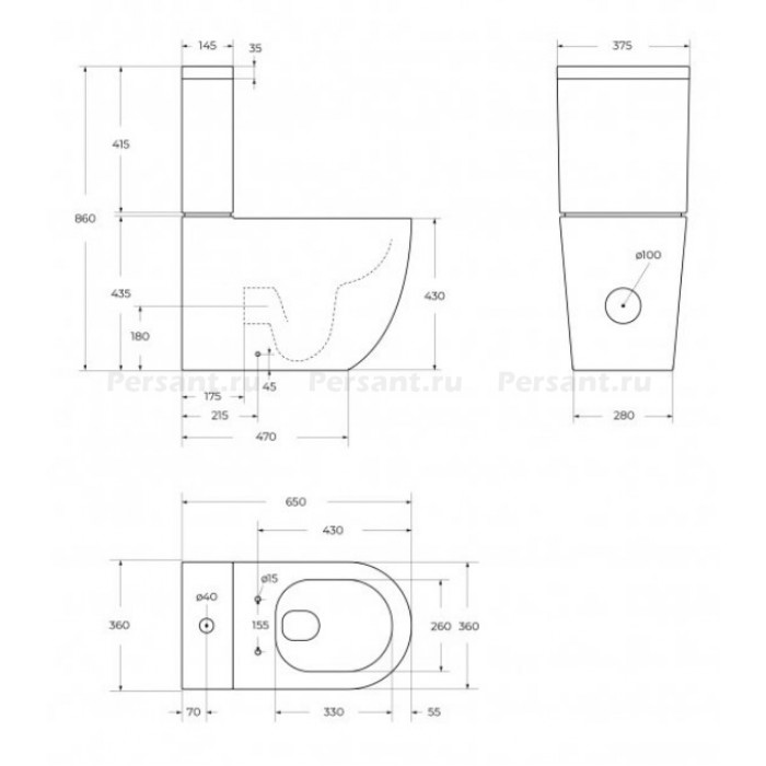 Напольный унитаз Cezares Stylus CZR-538-CP-TOR/SC смыв торнадо, сиденье с микролифтом