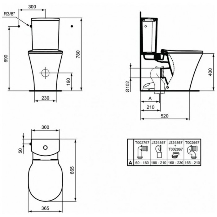 Напольный унитаз Ideal Standard Connect Air E013701 со смывом Aquablade
