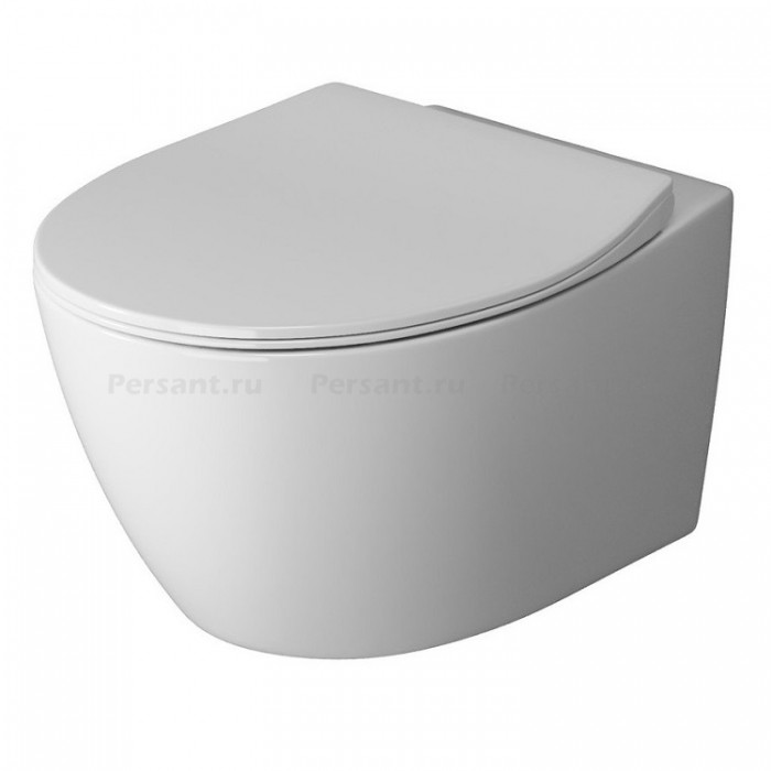 Подвесной унитаз Grossman безободковый, смыв "торнадо" GR-4405SQ белый, с сиденьем микролифт