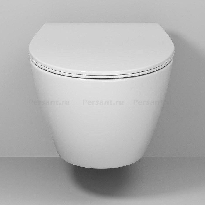 Подвесной унитаз Grossman безободковый, смыв "торнадо" GR-4405SQ белый, с сиденьем микролифт