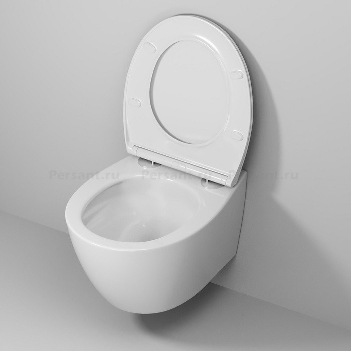 Подвесной унитаз Grossman безободковый, смыв "торнадо" GR-4405SQ белый, с сиденьем микролифт