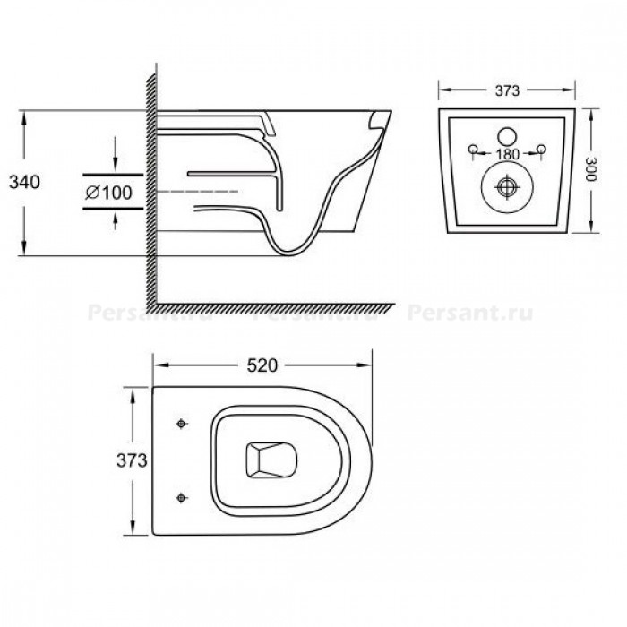 Подвесной унитаз Grossman безободковый, смыв "торнадо" GR-4405SQ белый, с сиденьем микролифт