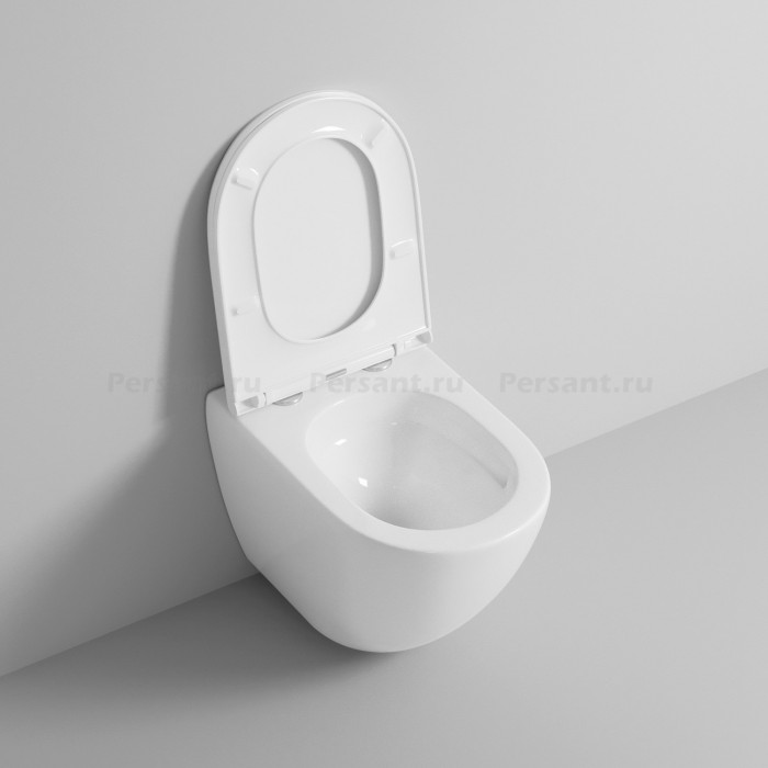 Подвесной унитаз Grossman безободковый, смыв "торнадо" GR-4455SQ белый, с сиденьем микролифт