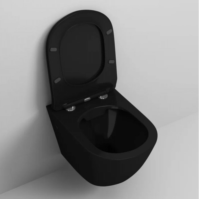 Подвесной унитаз Grossman GR-4411blackS черный глянцевый безободковый с сиденьем микролифт