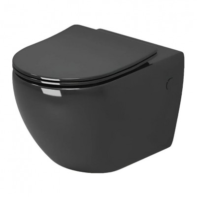 Подвесной унитаз Grossman GR-4411blackS черный глянцевый безободковый с сиденьем микролифт