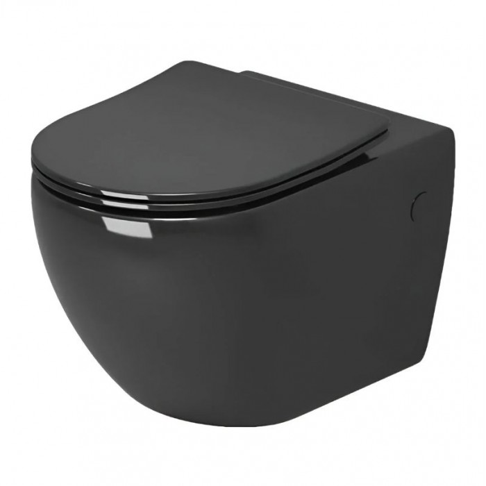Подвесной унитаз Grossman GR-4411blackS черный глянцевый безободковый с сиденьем микролифт
