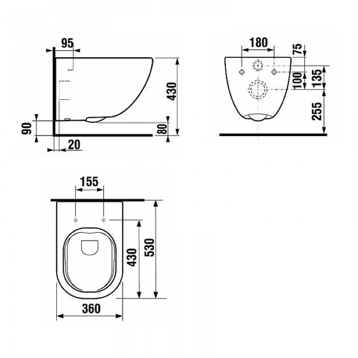Подвесной унитаз Laufen Basal Combipack безободковый с сиденьем микролифт 8.66E1.0.000.000.1