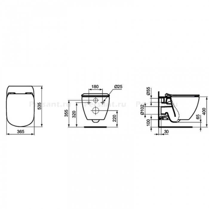 Подвесной унитаз Ideal Standard Tesi Aquablade T007901 белый