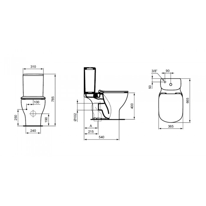 Напольный унитаз Ideal Standard Tesi T008701 со смывом AquaBlade