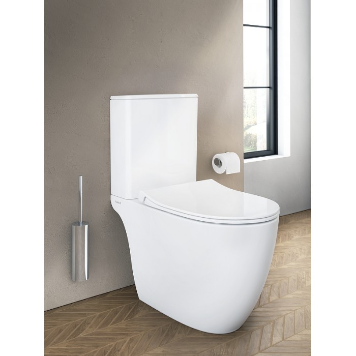 Напольный унитаз Vitra Sento Rim-Ex 9830B003-7204 безободковый с сиденьем микролифт