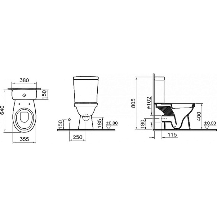 Напольный унитаз Vitra Eisberg 9844B099-7204 с функцией биде, сиденье микролифт