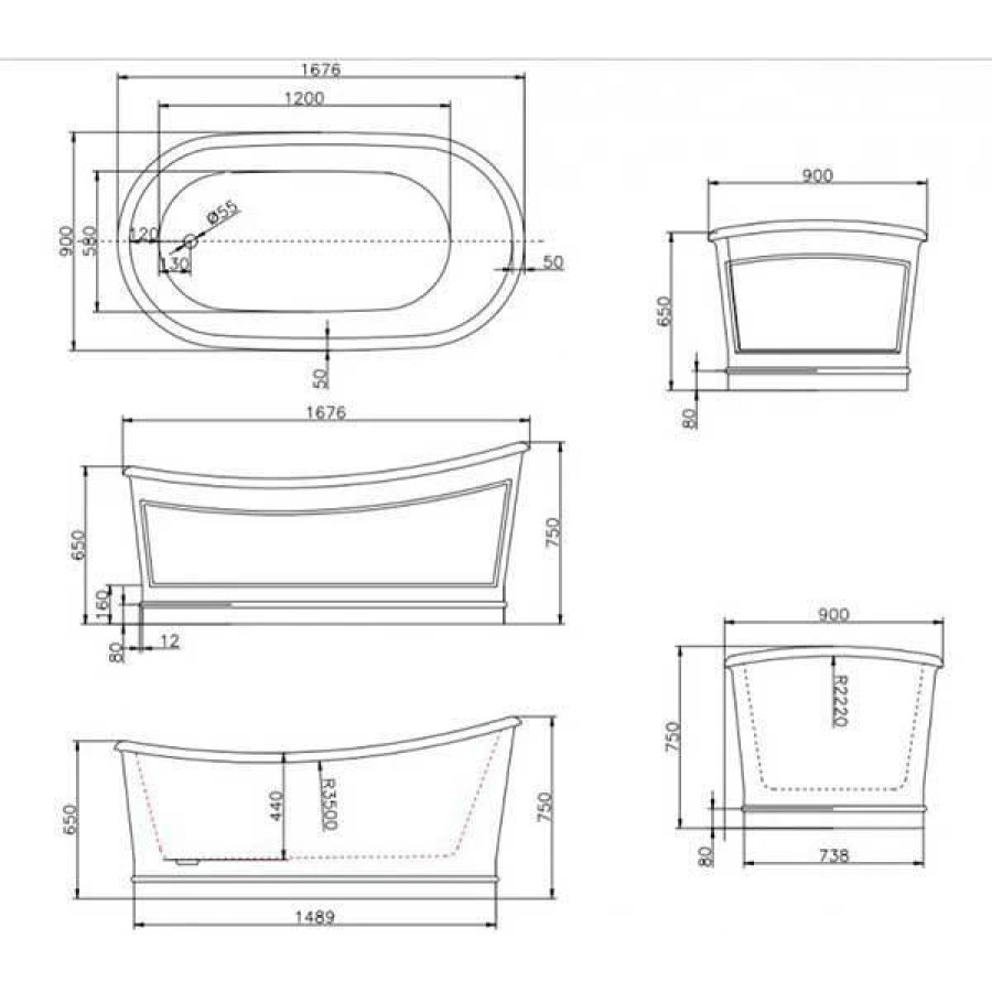 Акриловая ванна BelBagno 167х90 BB32