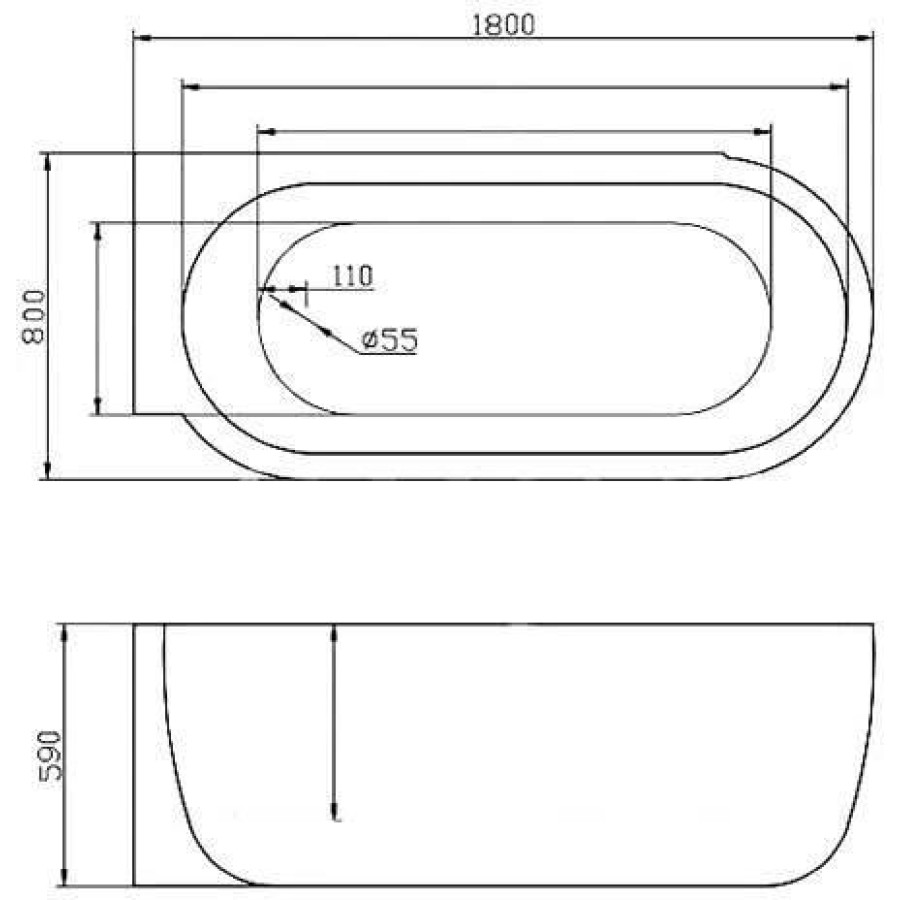 Акриловая ванна BelBagno 180х80 BB11-1800-L левосторонняя