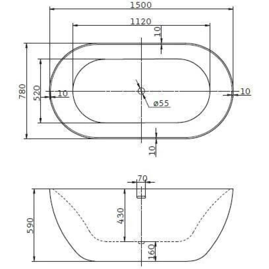 Акриловая ванна BelBagno 150х78 BB27