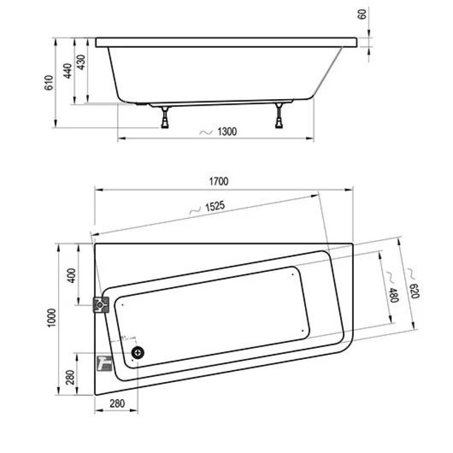 Акриловая ванна 170х100 Ravak 10° C821000000 R белая