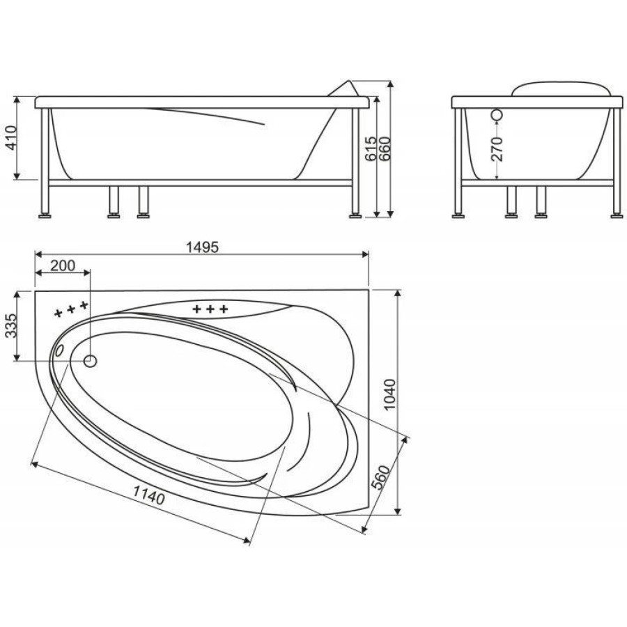 Акриловая ванна BelBagno 150х105 правосторонняя BB106-150-105-R