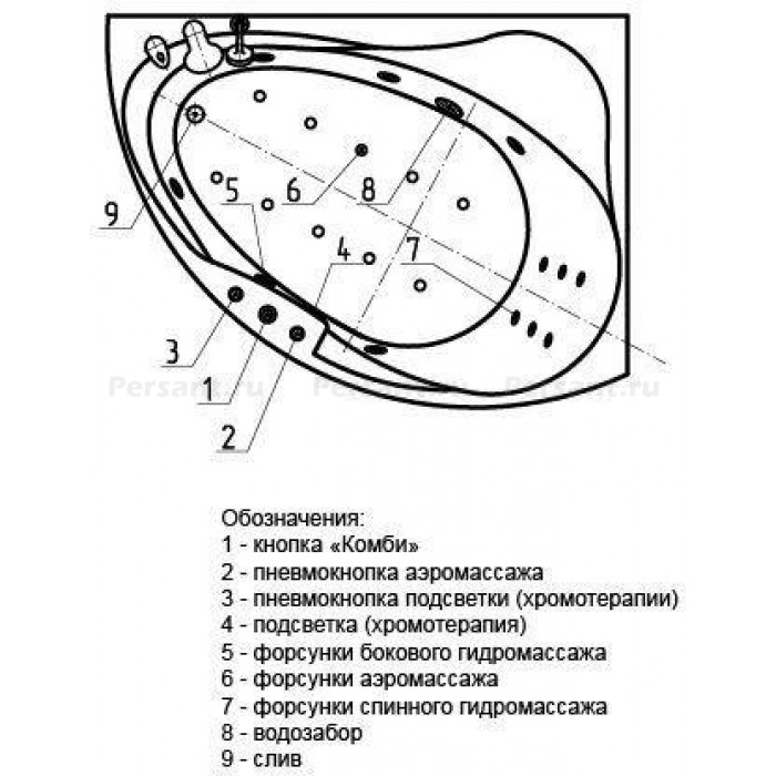 Акриловая ванна Aquatek Альтаир 160х110 ALT160-0000008 правая
