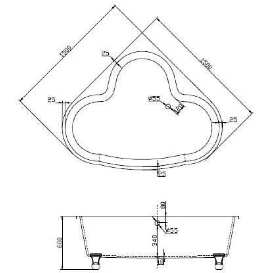 Акриловая ванна BelBagno 150х150 BB07