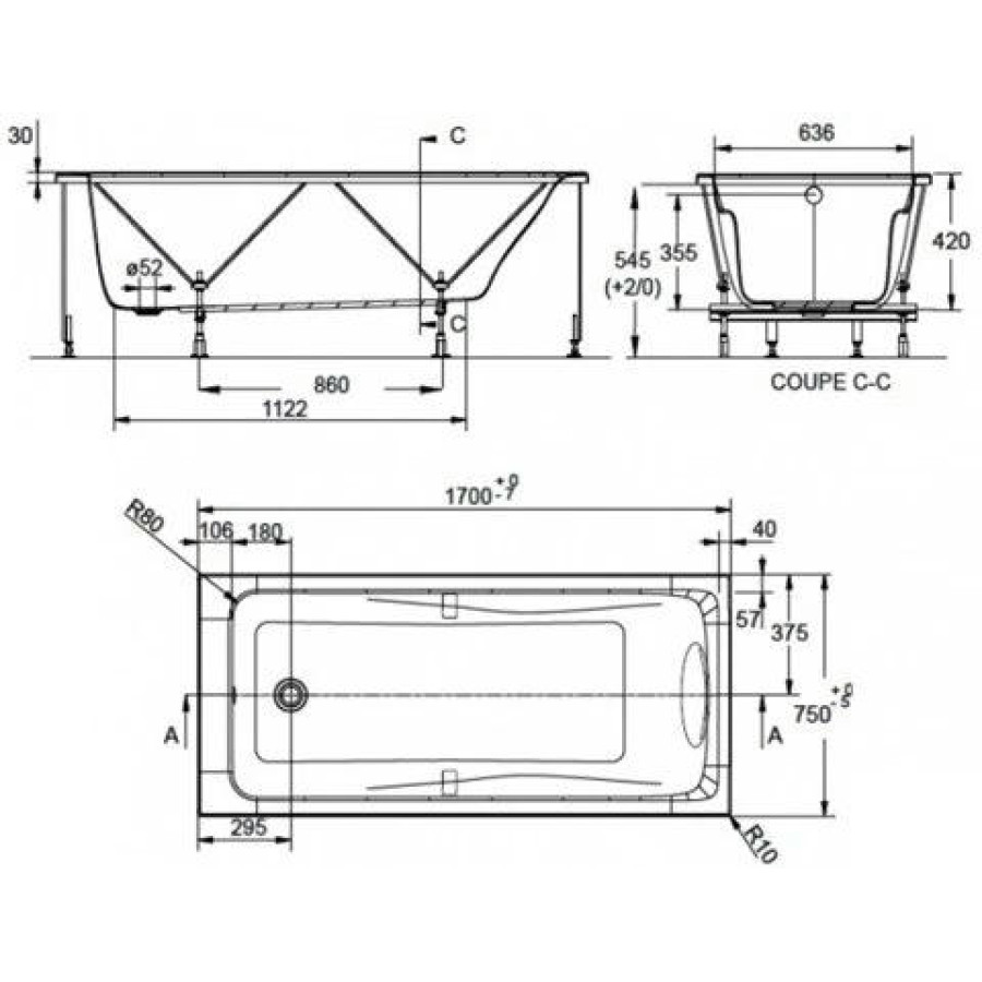 Акриловая ванна Jacob Delafon Odeon Up 170x75 E60491RU-00