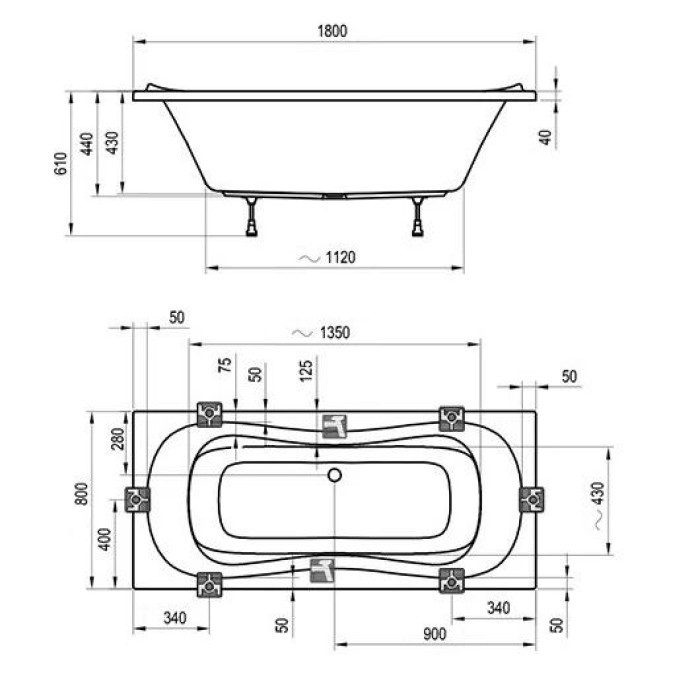 Акриловая ванна 180х80 Ravak Campanula II CB21000000 белая