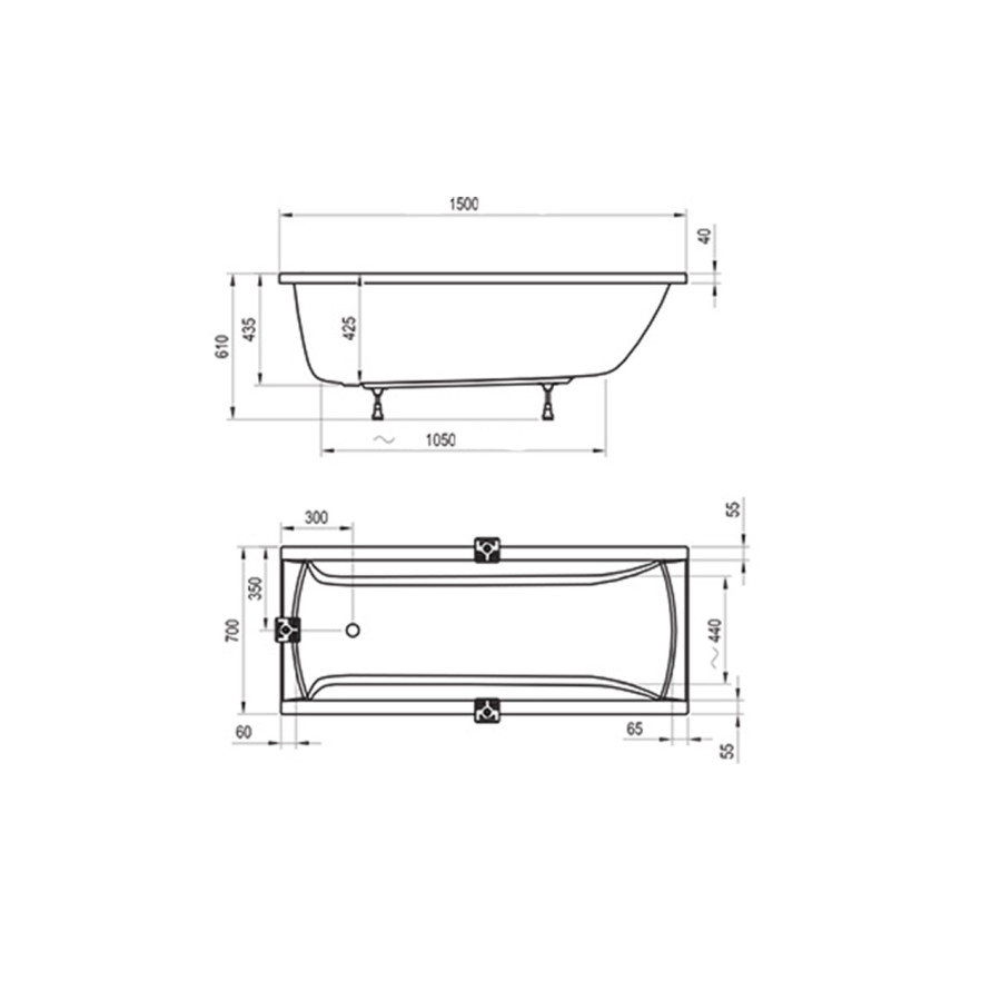 Акриловая ванна 150x70 Ravak Classic C521000000 белая