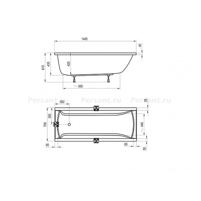 Акриловая ванна 140x70 Ravak Classic CA81000000 белая