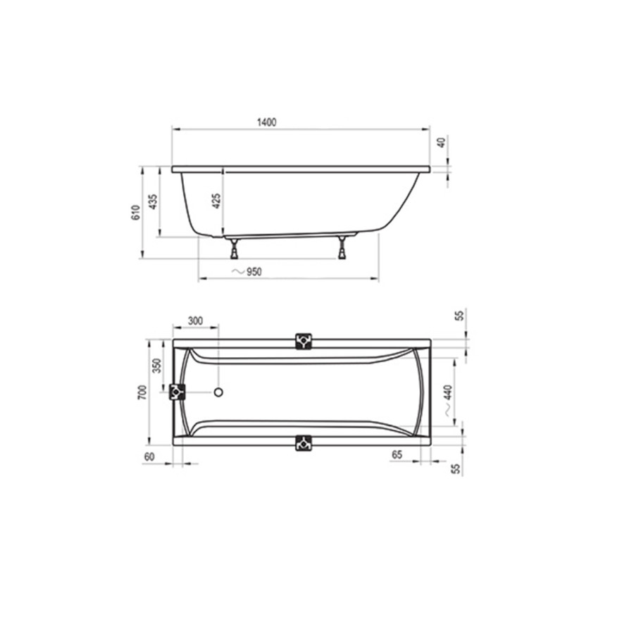 Акриловая ванна 140x70 Ravak Classic CA81000000 белая