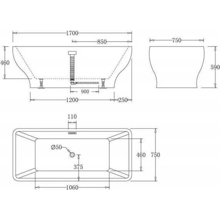 Акриловая ванна BelBagno 170x75 BB73-1700